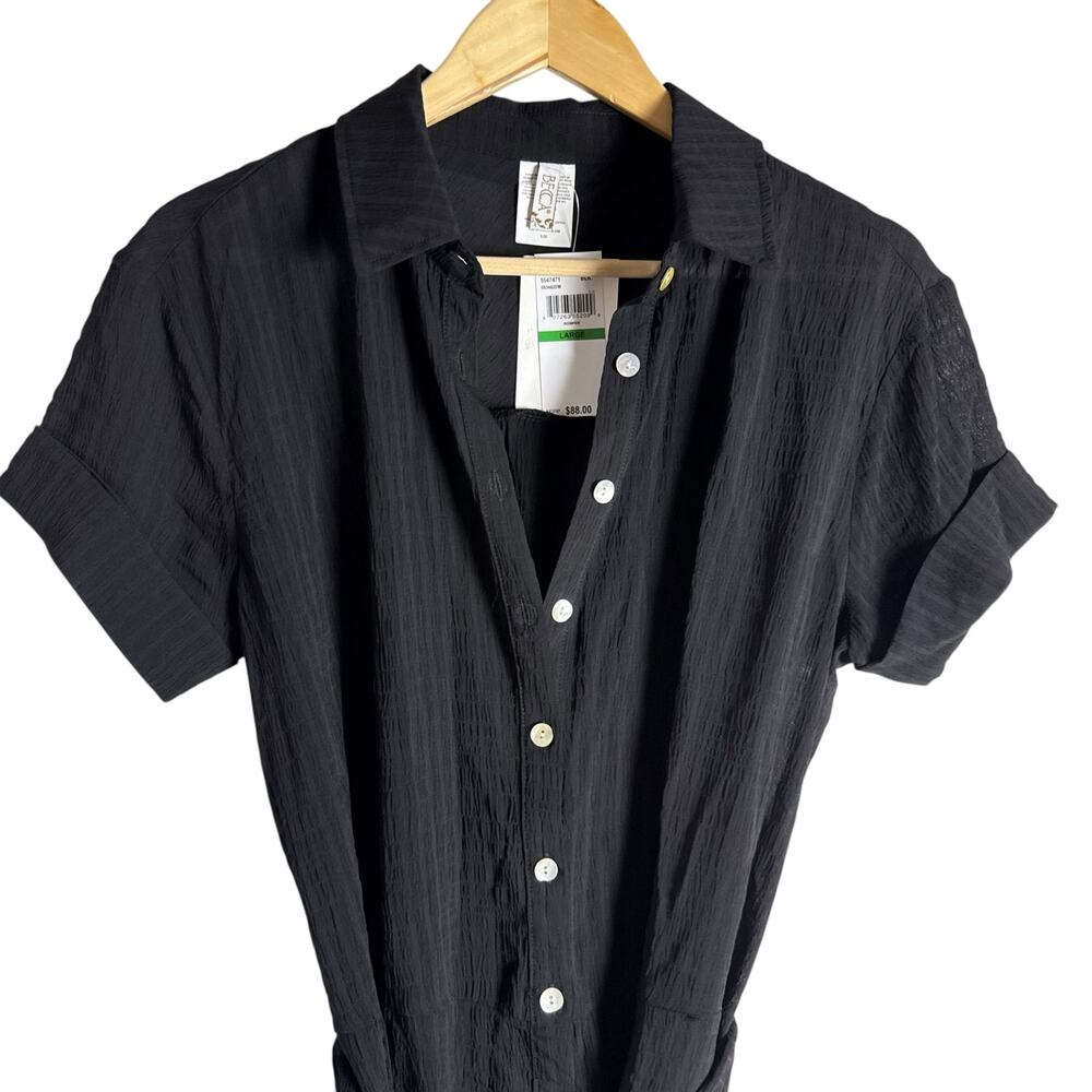 Becca Rebecca Virtue Cabana Sheer Black Belted Romper Beach Coverup Size Large - Picture 6 of 11